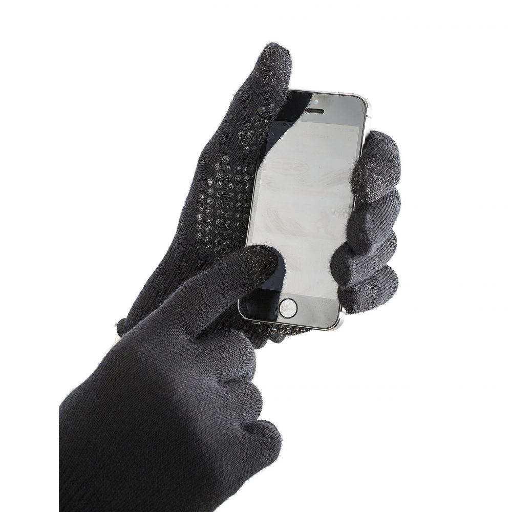black wool touchscreen gloves with grips