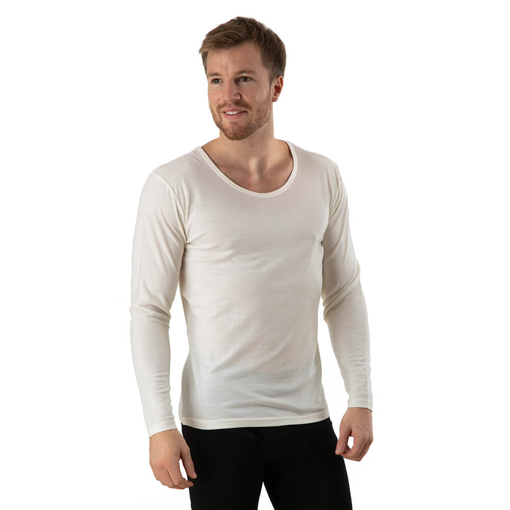 Men's white merino Vests and Tops, 100% wool, natural climate control