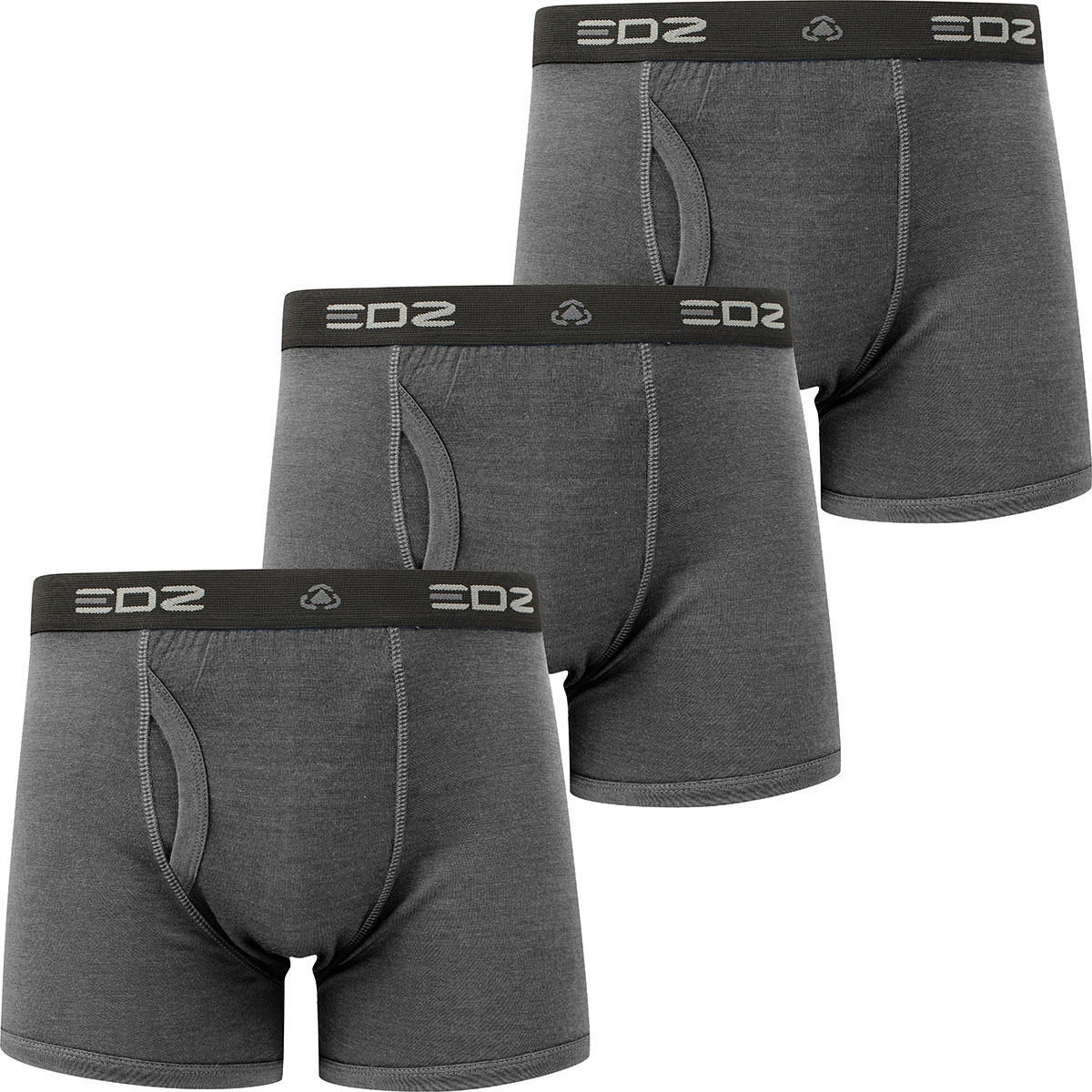 EDZ Merino Wool Boxer Shorts Trunk Underwear Mens Black (3 pack)