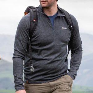 EDZ Men's Merino Wool 200g Base Layer Zip Neck Top