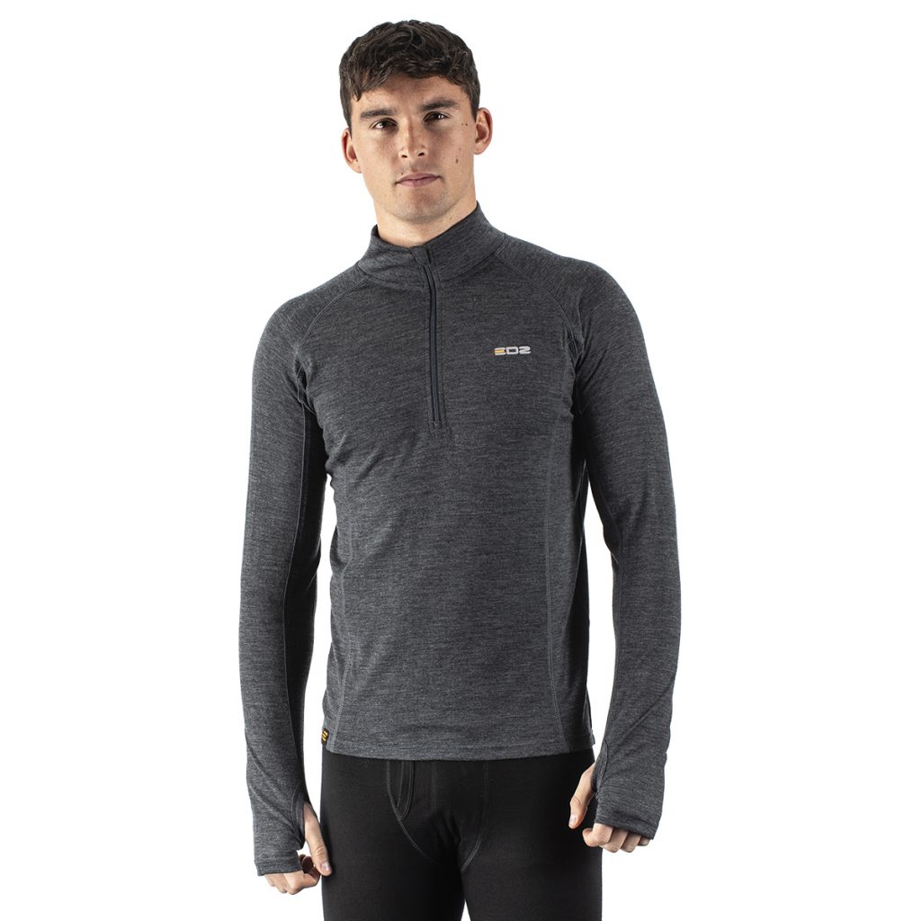 Men's Pure Wool Thermal Baselayer – 200gsm Short Sleeve Top, Black