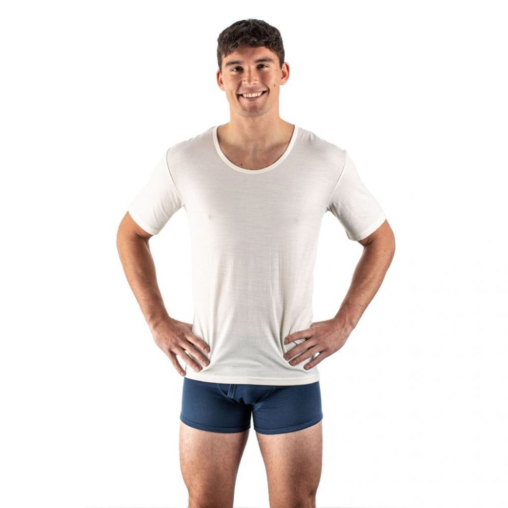 EDZ Merino Wool Thermal Underwear T-shirt Men's Natural White
