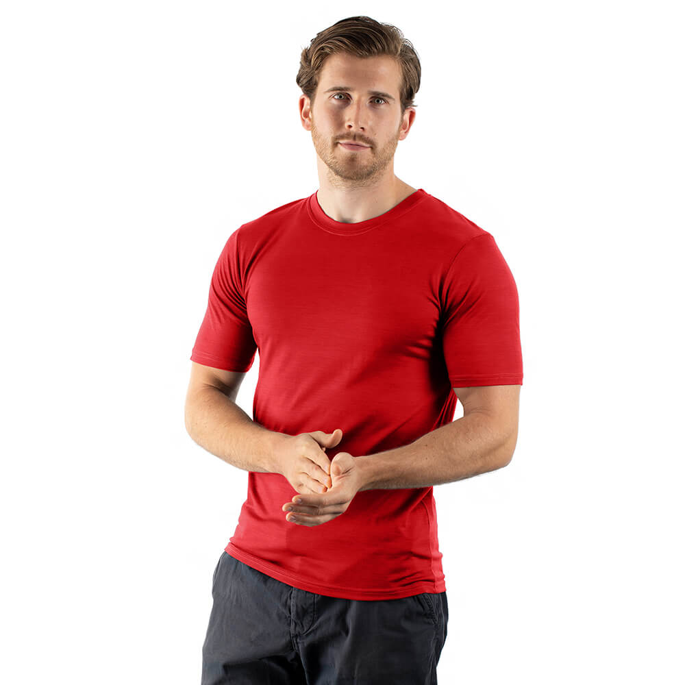 Merino Wool T-Shirt Mens - Short Sleeve Merino Wool Shirts for Men - Sport  Merino Lightweight Base Layer Hiking Tshirt