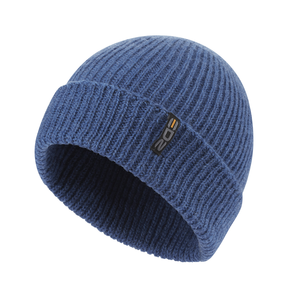 merino wool knitted beanie hat blue