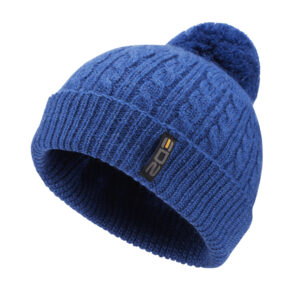 Blue Cable knit pompom hat