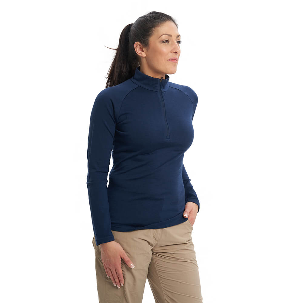 Women's Merino Mid-Layer navy blue zip neck